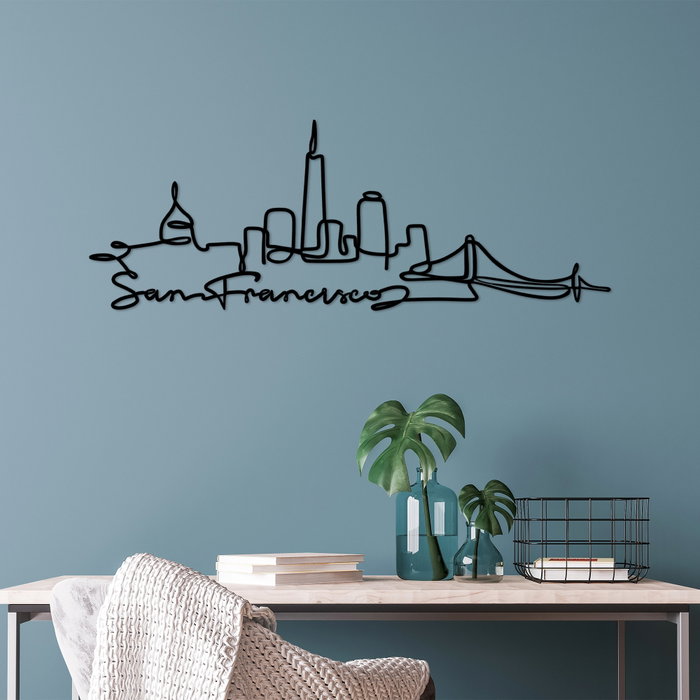 Wallity San Francisco Escultura de Pared de Metal Negro